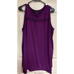 Lane Bryant Livi 18/20 Pull Over Shirt Sleeveless Purple Twist Front